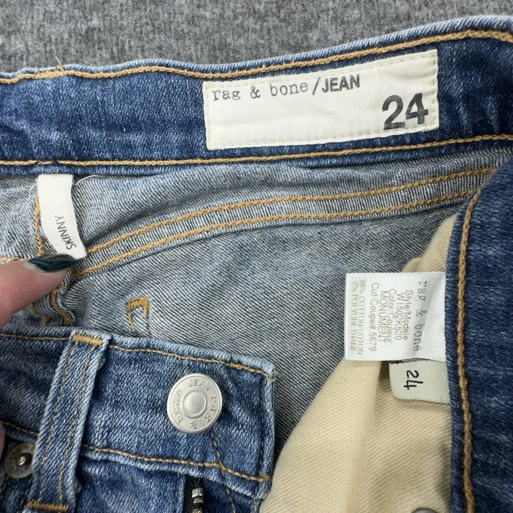 Rag & Bone Women's Skinny Jeans Sz 24 Light Wash‎ Stretch Denim Mid Rise